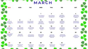 March Happiness Calendar